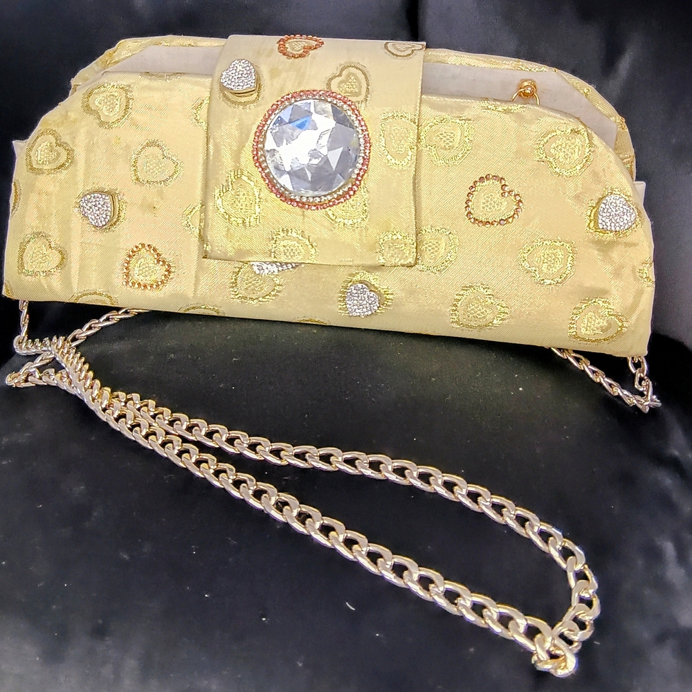 Elegant Gold Clutch with Chain Strap